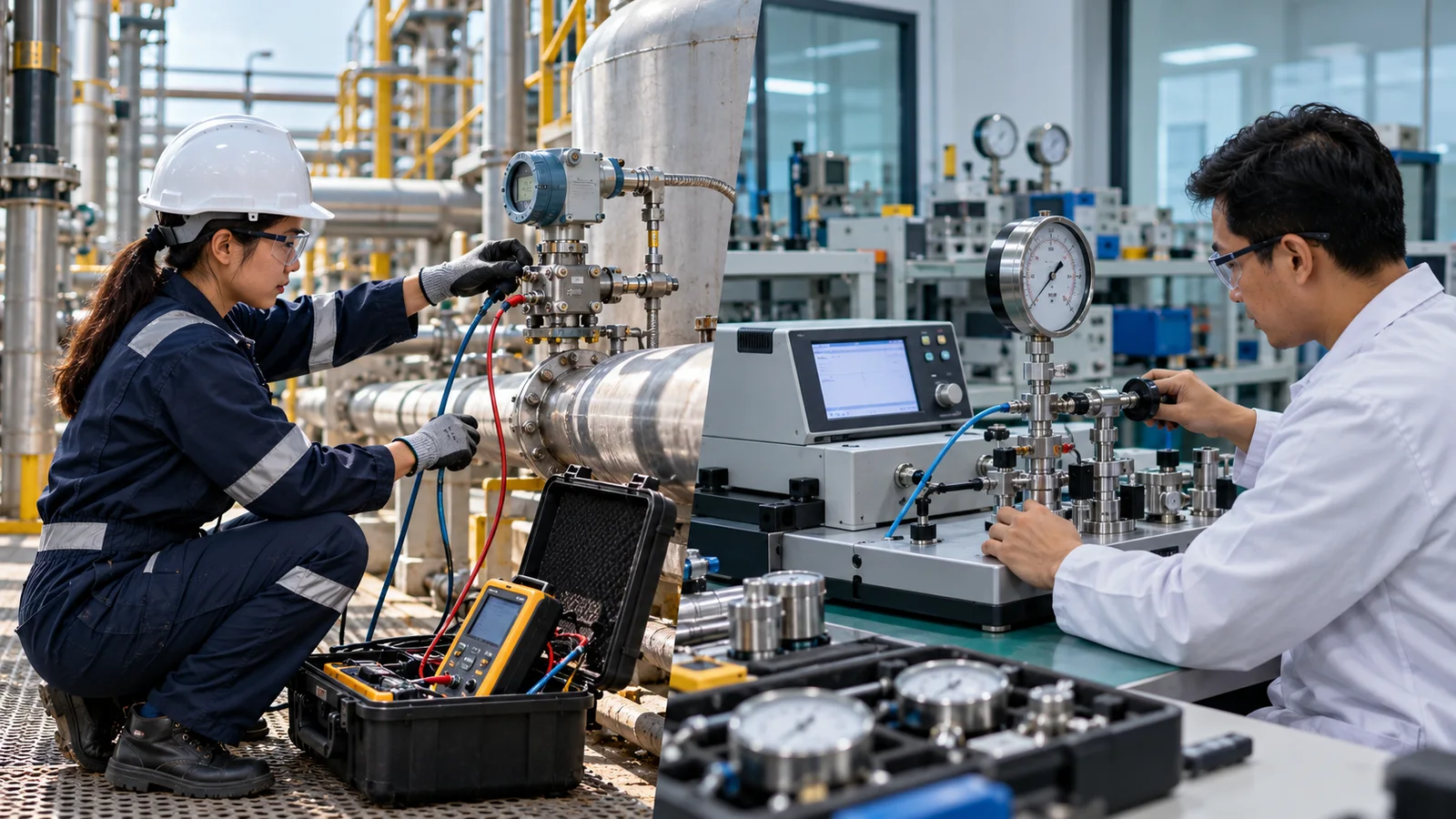 Perbandingan teknisi melakukan kalibrasi onsite di pabrik dan kalibrasi di laboratorium